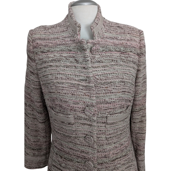 Holt Renfrew Women's Wool Long Coat Size 12 Tweed Lined Classic Winter Coat - Picture 4 of 16